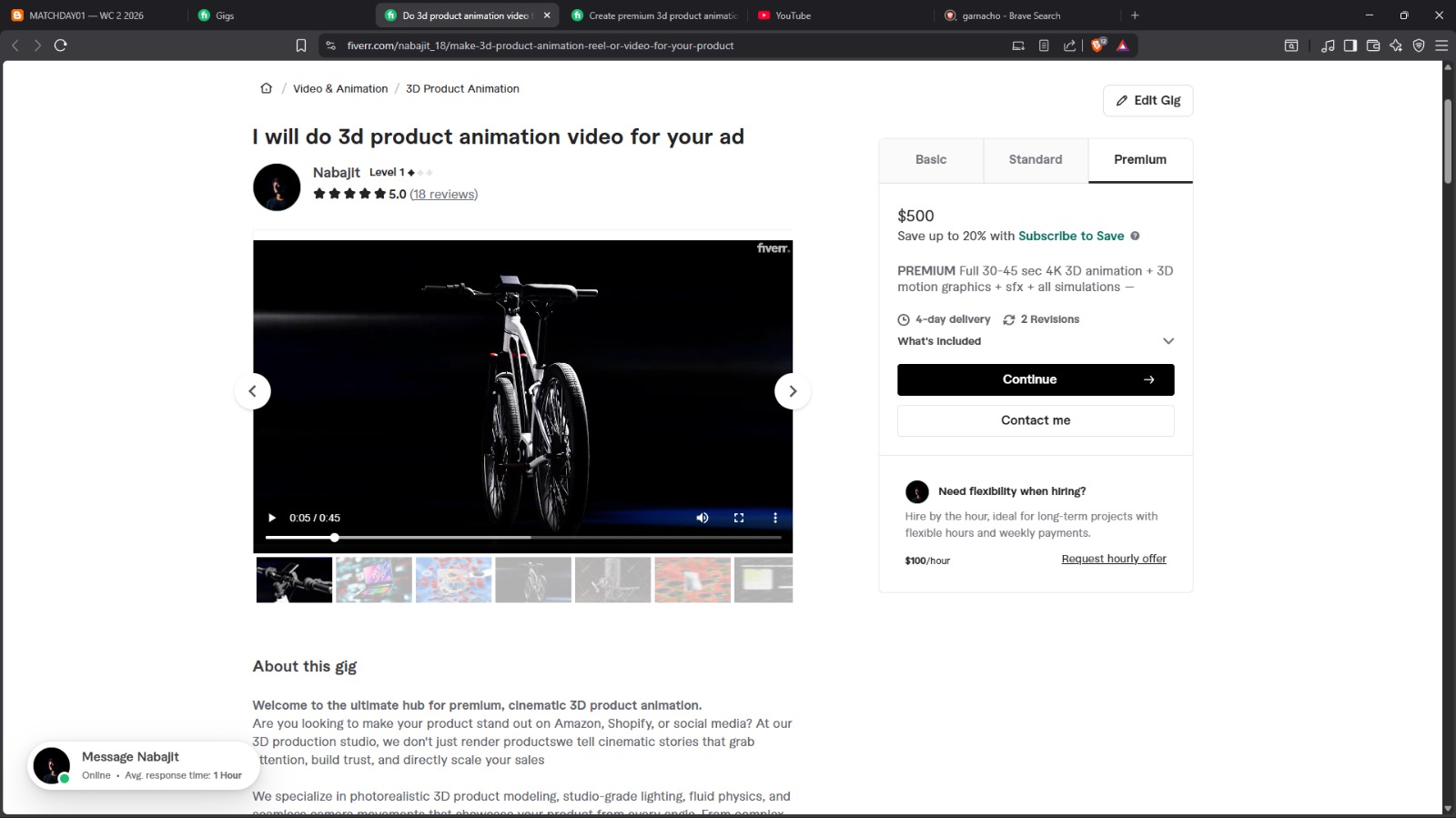 Fiverr gig listing screenshot, part 1